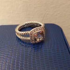 David Yurman Petite Albion Ring with Morganite and Diamonds in Sterling Silver